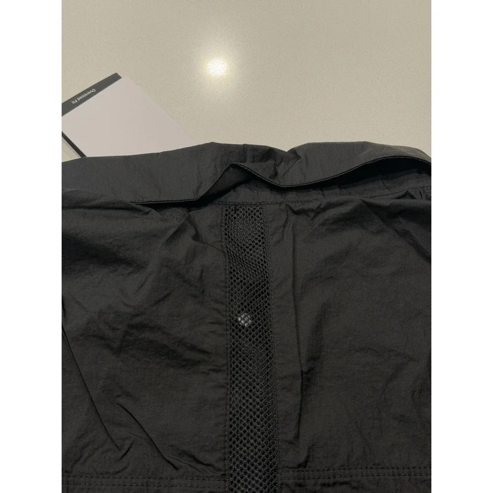 Nike Tech Oversized Woven Shirt IF8328-010 Mens Large Black White Jacket NWT